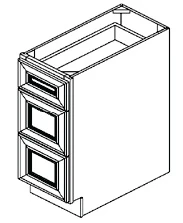 White Shaker 3-Drawer Base Cabinet — 15