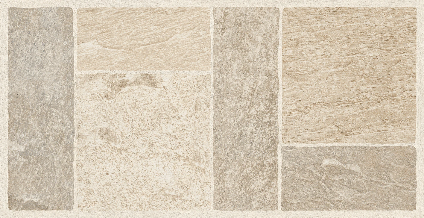 Porcelain Floor Tile — Warm Beige Stone Look, 12 x 24 in., Matte
