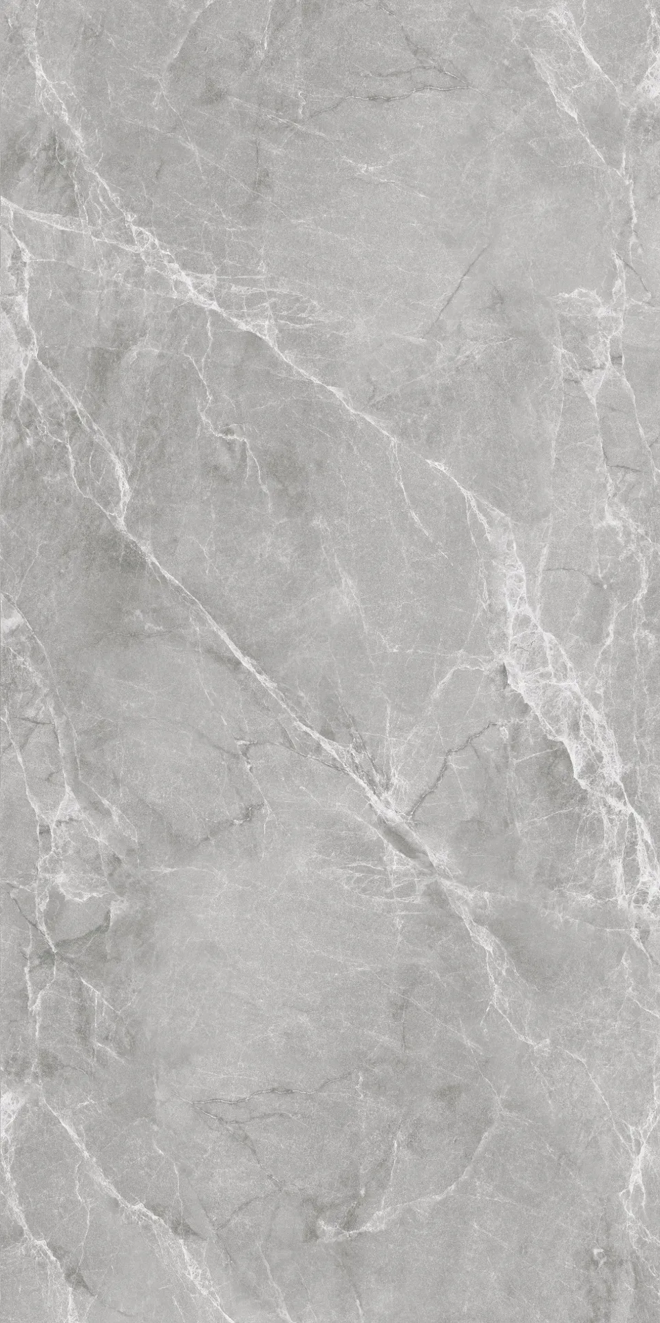 Glazed Vitreous Floor Tile — Silver-Gray Marble Look, 24 x 48 in., Polished Rectified