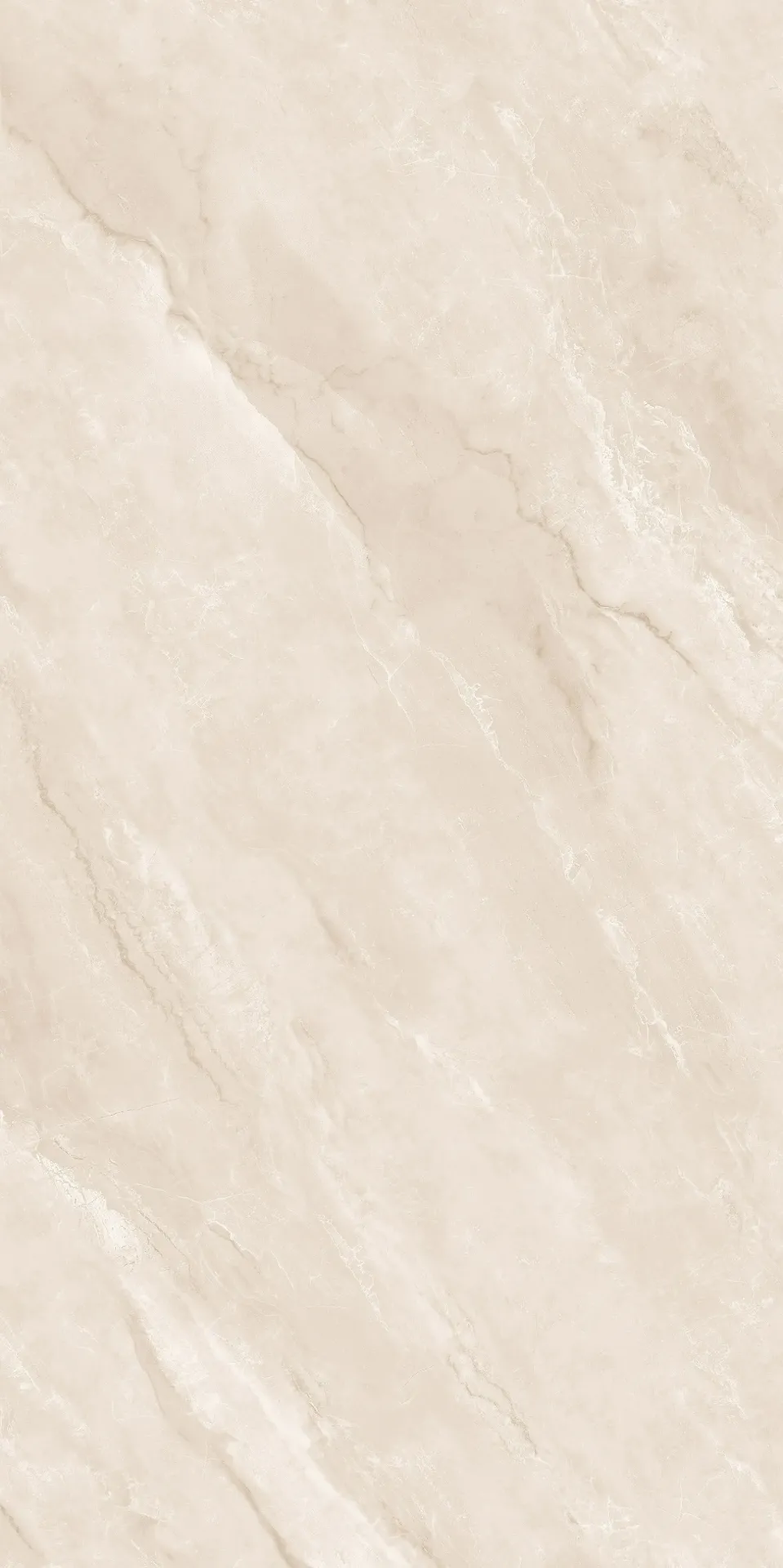 Glazed Vitreous Floor Tile — Warm Ivory Marble Look, 24 x 48 in., Polished Rectified